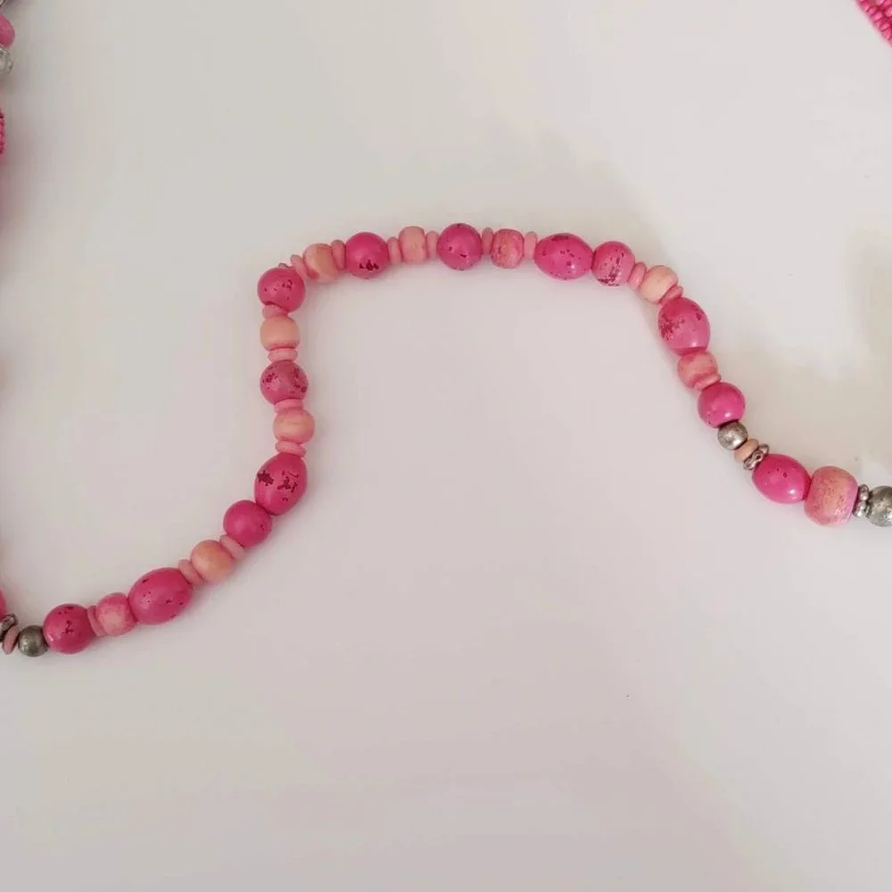 Vintage seed bead, silver and bead necklace
